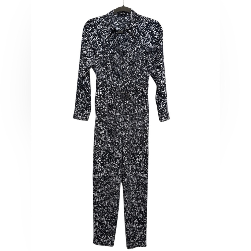 Express Tapered Leg‎ Long Sleeves Jumpsuit Size XS Black, white, blue
